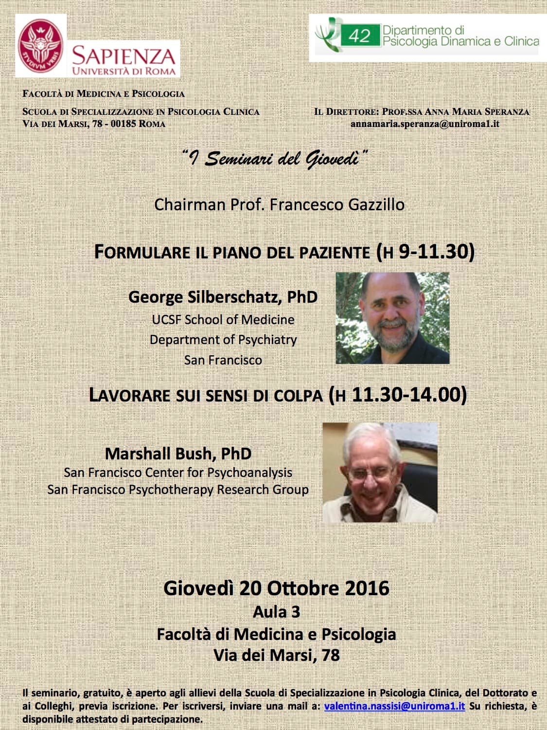 Seminari di Marshall Bush e George Silberschatz a Roma