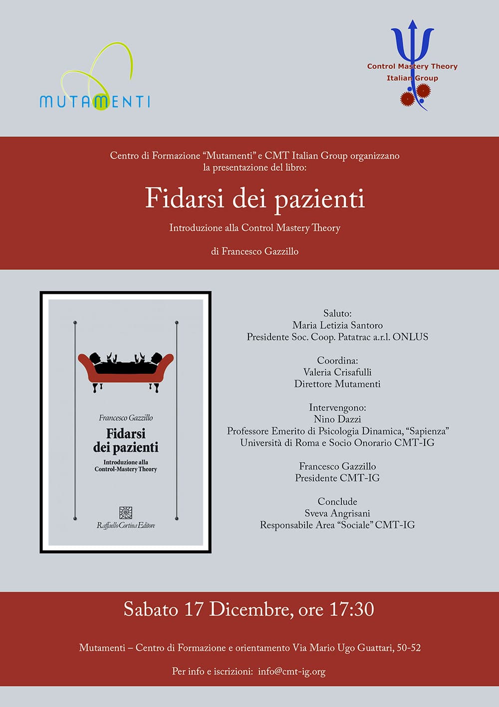 Presentazione del libro “Fidarsi dei pazienti” di F. Gazzillo a Roma
